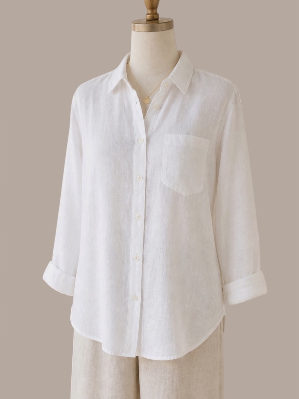 J. Jill 100% Linen Button Down Shirt White XLP Petite NWT Coastal Minimalist